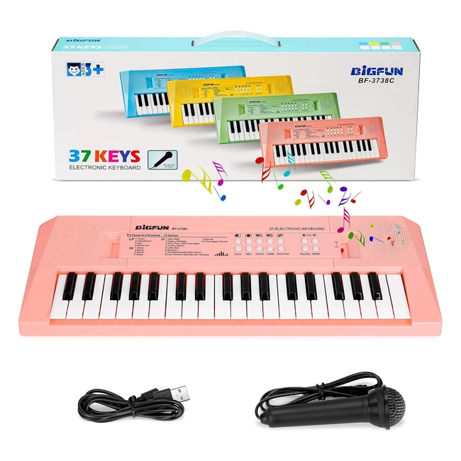 Docam Clavier de Piano Enfants 37 Touches avec Microphone - Jouets Educatifs Multifonctions