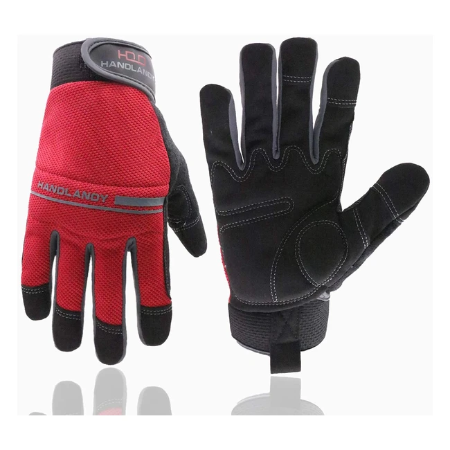 Handlandy Utility Work Gloves - Flexible & Breathable - XL Redmen Size