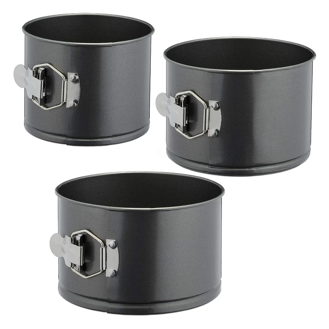 Set 3 Teglie Dolci Alte Triplo Strato Antiaderenti 141618 cm - Relaxdays