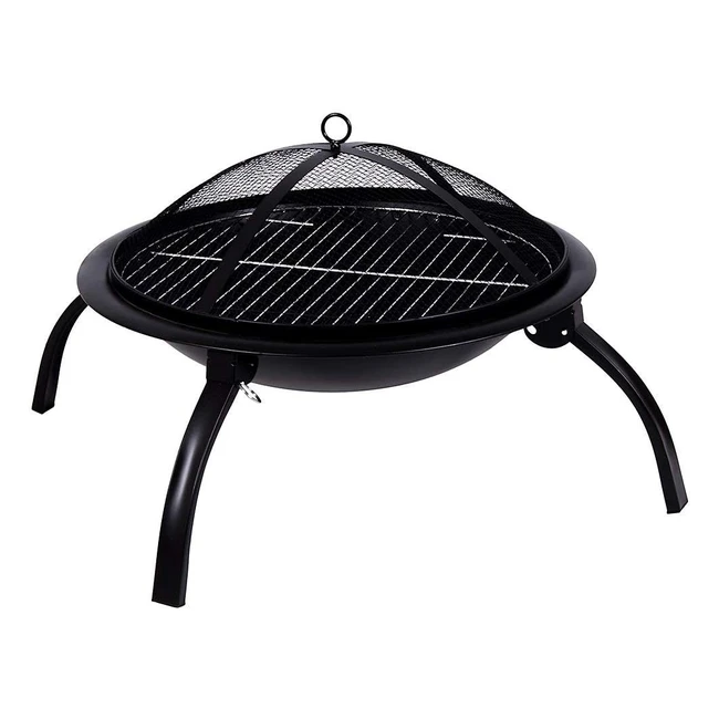 Garden Vida Large Fire Pit - Steel Folding Outdoor Patio Heater Grill - BBQ Bowl