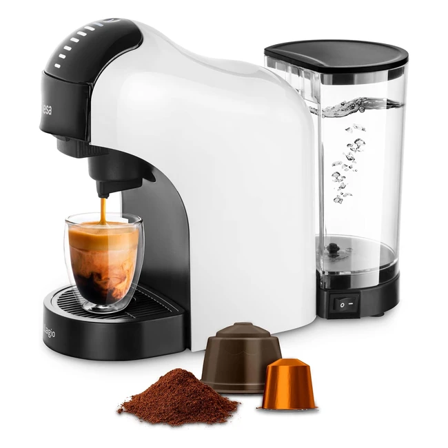 Ufesa Bellagio Kapsel Kaffeemaschine - Dolce Gusto, Nespresso und gemahlene Kaffebohnen - Espresso Kapselmaschine mit digitale Touchsteuerung - 1 Liter Wassertank - 1400W - Amazonexklusiv
