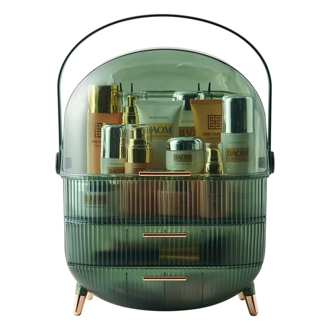 Multifunction Makeup Case - Dustproof Cosmetic Storage Box - Organize and Protect Your Beauty Products - Transparent Green