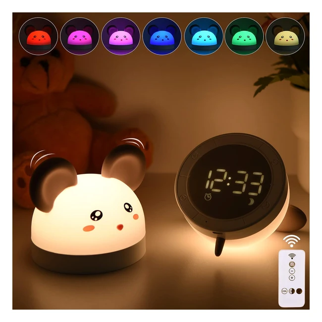 Luce Notturna Bambini Sveglia Digitale Bawoo RGB - Ricaricabile - Telecomando Tattile - Dimmerabile