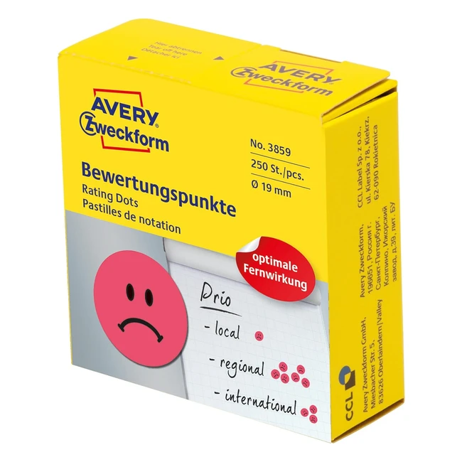 Étiquettes Avery Zweckform 19mm évaluation RT visage 250st
