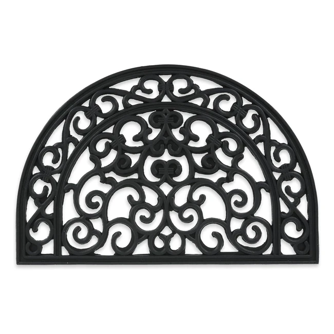 Paillasson caoutchouc 60x40 antidérapant, résistant, ornements noirs