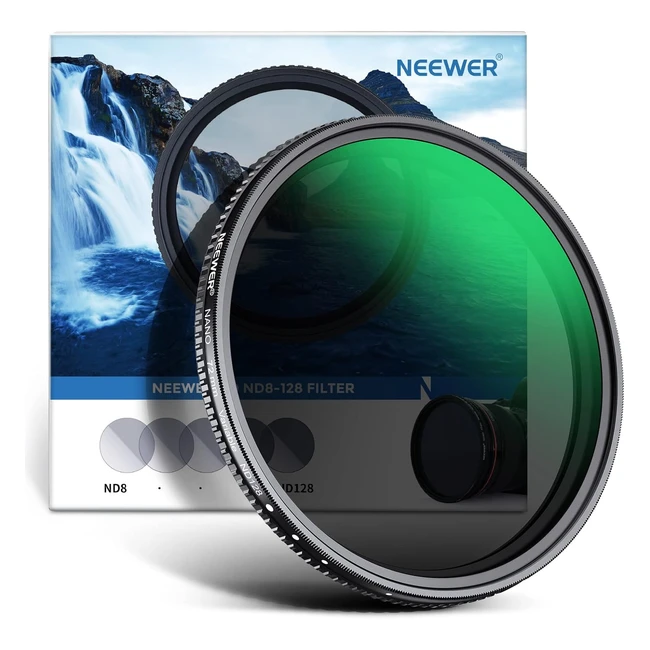 Filtro ND Variabile Neewer 72mm ND8-ND128 - Ultra Sottile, Idrorepellente, Resistente ai Graffi