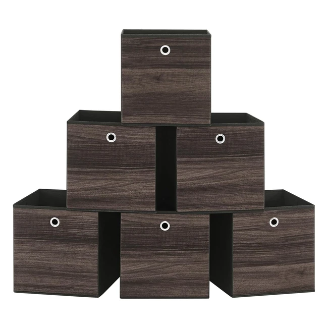 Songmics Caja Almacenaje Juego de 6 - Tela Oxford y No Tejida - 30x30x30cm - Marrón Castaño
