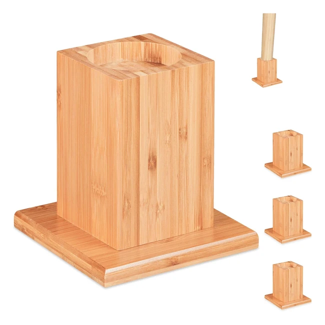 Set de 4 elevadores de mesa, silla, cama y muebles | Bambú natural | 14 cm de elevación