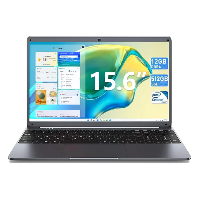 SGIN Laptop 15.6 Inch 12GB RAM 512GB SSD Full HD Celeron N5095 PC Notebook
