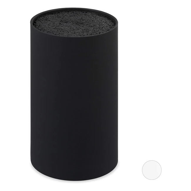 Ceppo portacoltelli Relaxdays con setole - Spazio per 8 coltelli - HxD 18x11 cm - Nero