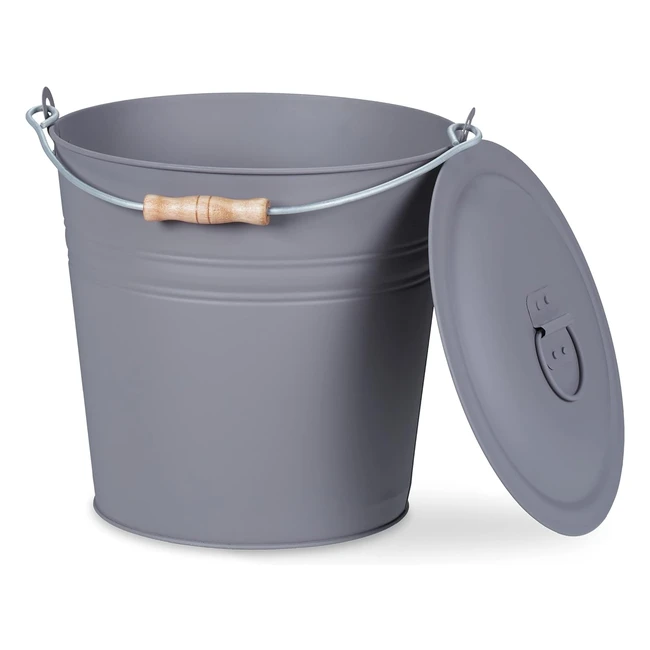 Seau à cendres Relaxdays avec couvercle 12L - Idéal pour cheminées et barbecues