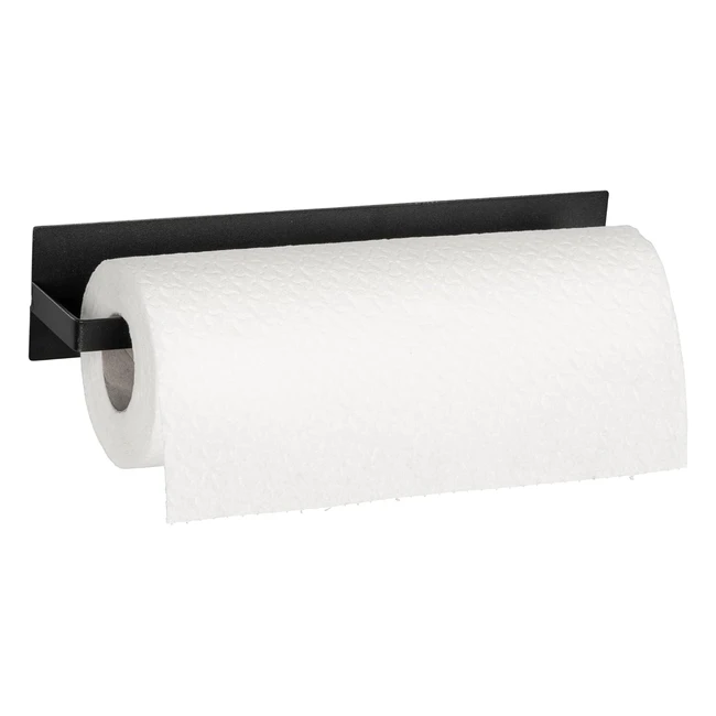 Porte-rouleau magnétique Wenko Ima pour essuie-tout en métal noir thermolaqué - Fixation sans perçage - 30 x 65 x 6 cm