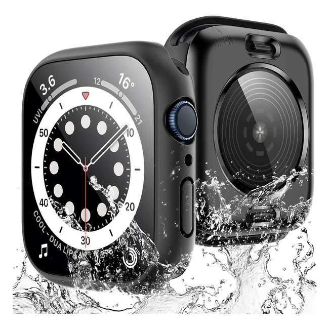 Tauri 2 Pack Waterproof Case for Apple Watch SE654 44mm  IP67 Certified  9H Te