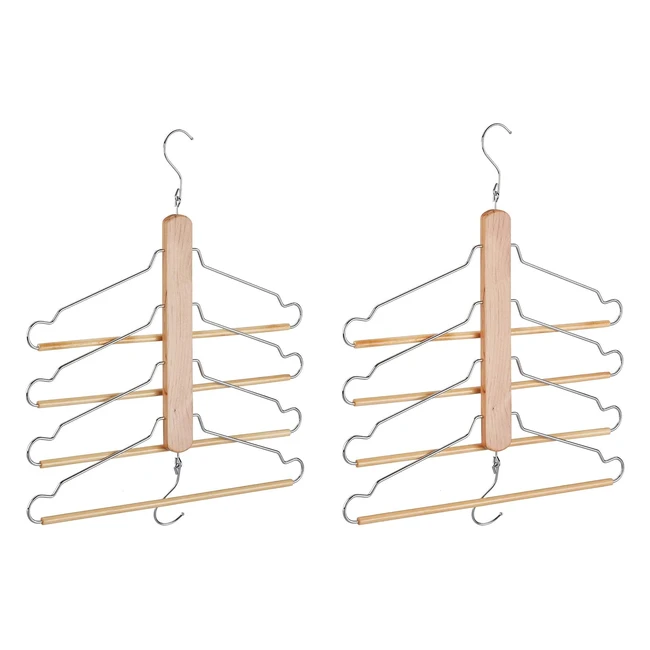 Set Grucce Appendiabiti Multiplo Relaxdays con Ganci in Metallo Legno di Loto Naturale - Set da 2
