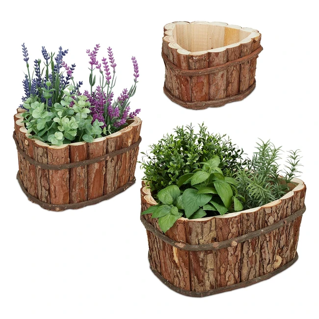 Bacs à fleurs en bois Relaxdays - Jeu de 3 pour jardin, balcon et fenêtre - Tailles différentes