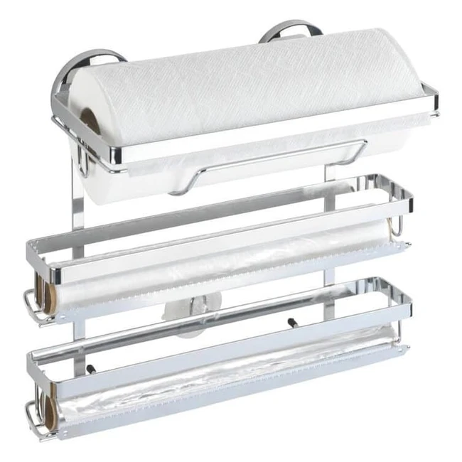 Portarrollos de cocina Wenko Magicloc Trio - Fijacin sin taladrar - Cromado
