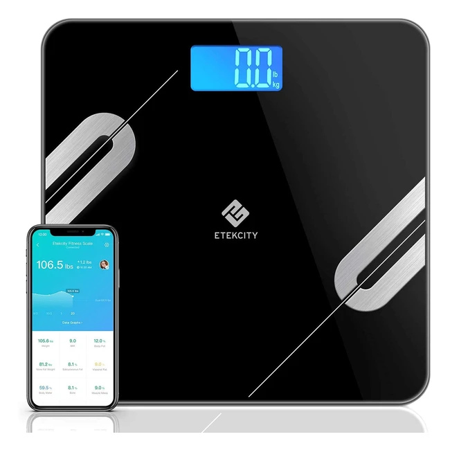 Etekcity Bluetooth Body Fat Scales - Smart Wireless Weighing - BMI, Body Composition Analyzer - Black