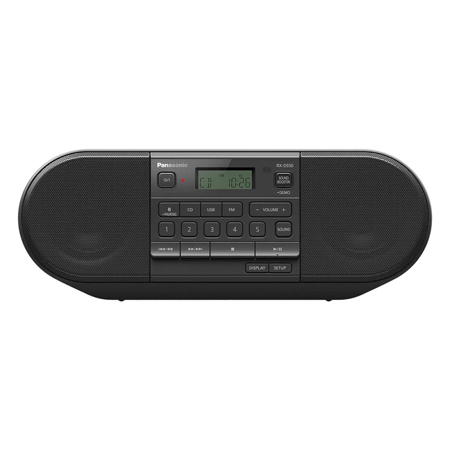 Panasonic RXD550 Portable FM Radio with Bluetooth USB CD 20W - Black