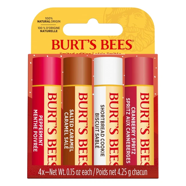 Burts Bees Lip Balm Gift Set - Shortbread Cookie Cranberry Spritz Salted Cara