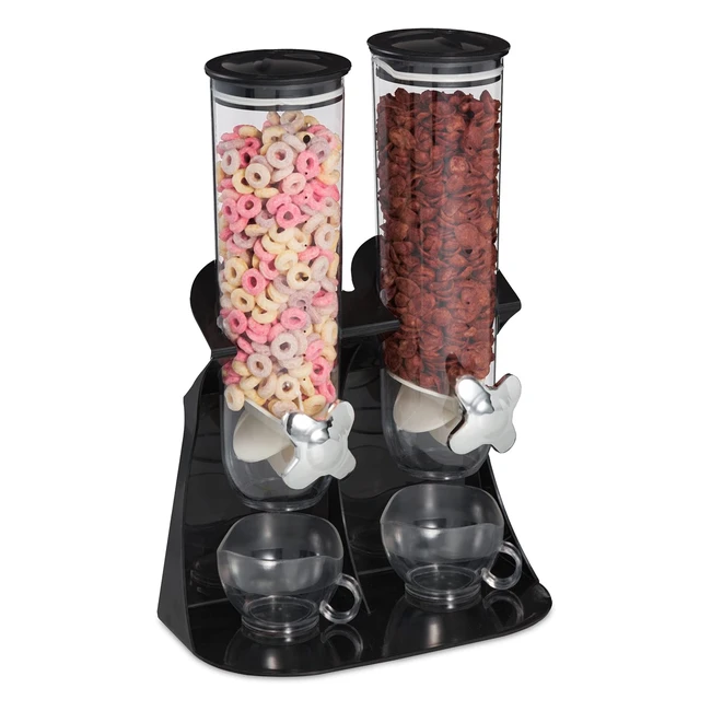 Dispensador de cereales doble dosificador Relaxdays - Negro