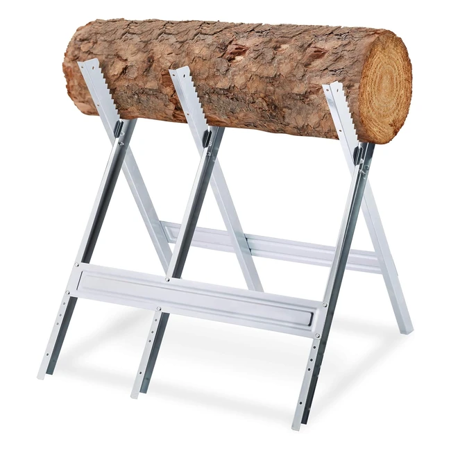 Caballete para leña Relaxdays 10029462 - Soporte para motosierras - Acero - 81 x 755 x 81 cm