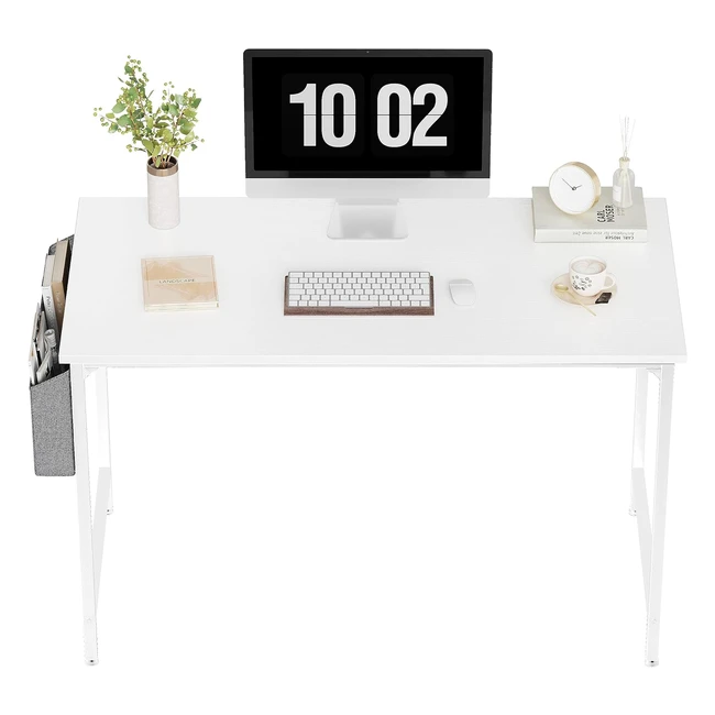 Modern Simple Style Study Computer Desk - Cubicubi 100cm - Black Metal Frame - White