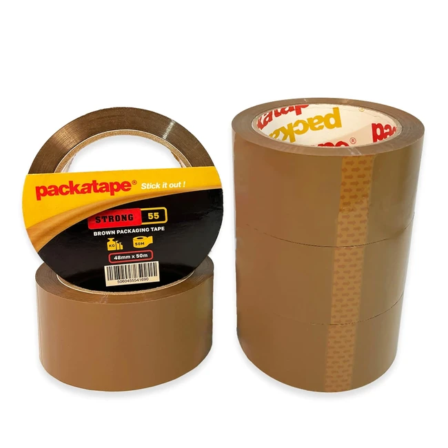 Packatape Strong Packing Tape - 5 Rolls - Brown - 48mm x 50m - Ideal for Parcel Packing & Storage