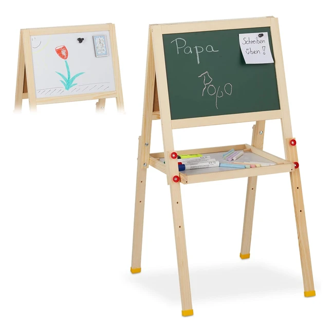 Tableau enfant magnétique relaxdays 10027237 - Hauteur réglable - 77x39x445 cm - Bois naturel