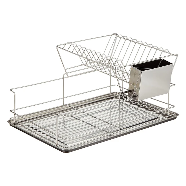 Égouttoir vaisselle inox avec porte couverts - Relaxdays 10020383