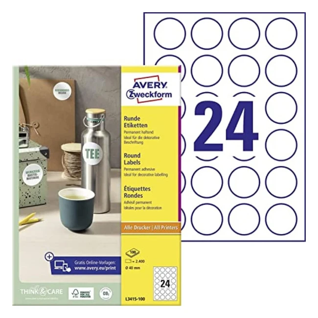 Etichetta Avery L3415100 per stampante - Adesivi prestampati con dispenser