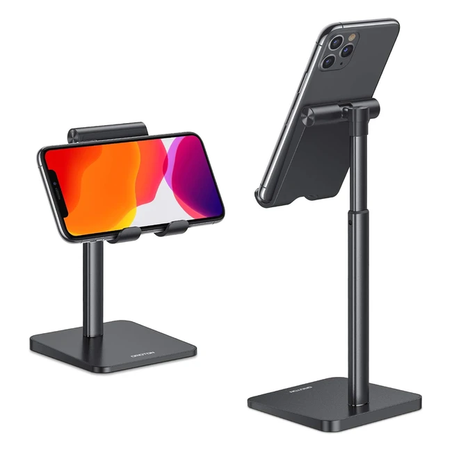 OMOTON Phone Stand - Adjustable Vertical Desktop Holder for iPhone SE 14 Pro, Samsung Galaxy S20 - Up to 7 inches