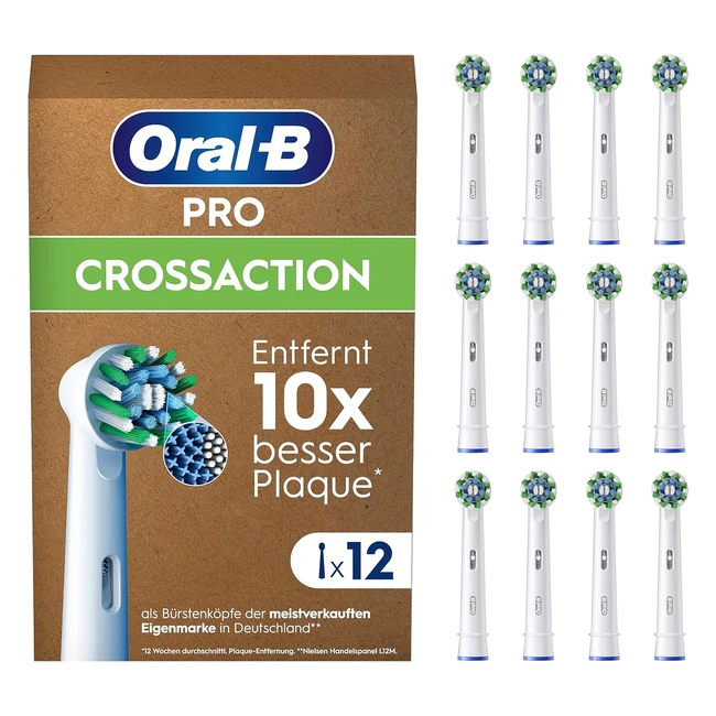 Oral-B Pro CrossAction Ersatzbürstenköpfe für elektrische Zahnbürste, 12er Pack, überlegene Zahnreinigung, X-Borsten, Original Oral-B Zahnbürstenaufsatz