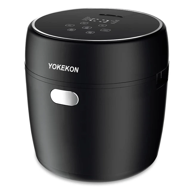 Yokekon Low Sugar Rice Cooker - Small 2L Mini Rice Maker - Stainless Steel Steamer - 8in1 Smart Control - Delay Timer - Auto Keep Warm - Sushi Risotto Cake - Black