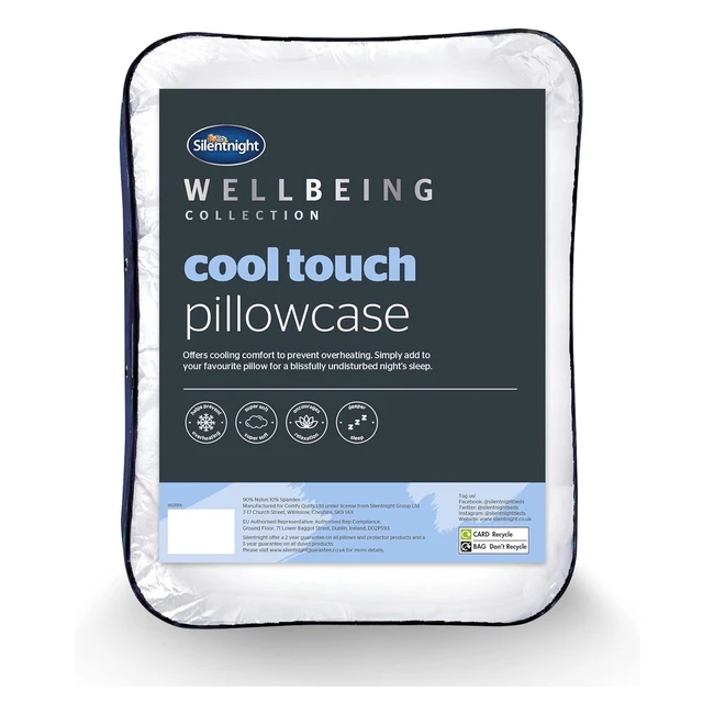 Silentnight Cool Touch Pillowcase - Stay Cool at Night - Best Cooling Temperature Control - Long Lasting