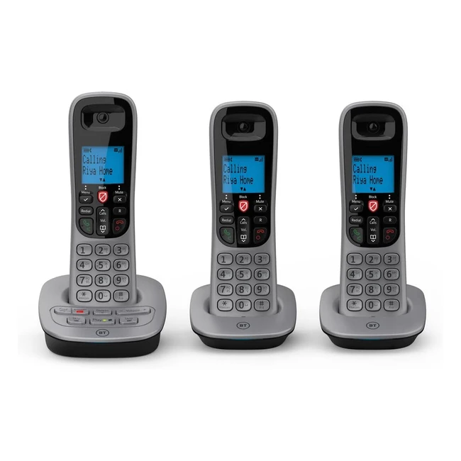 BT 7660 Cordless Landline House Phone - Nuisance Call Blocker - Digital Answer Machine - Trio Handset Pack