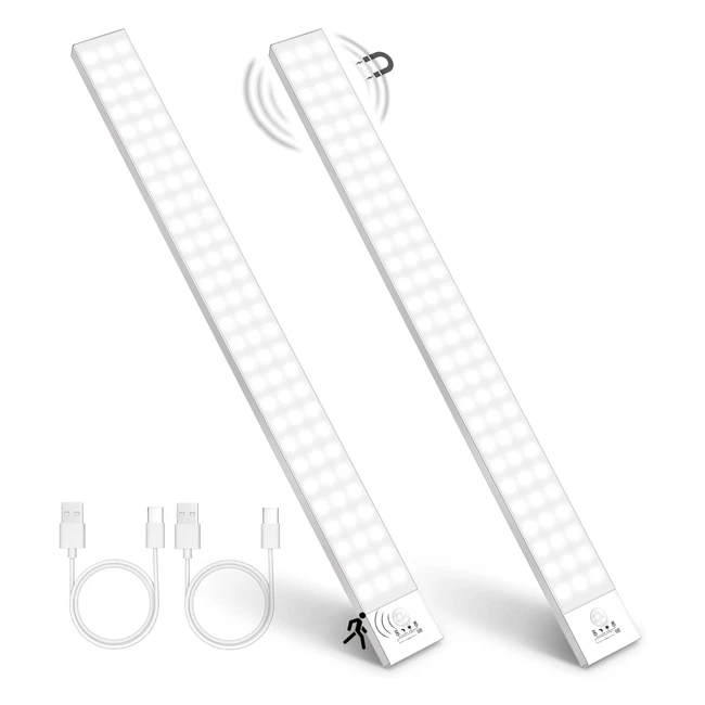 Ouila Under Cabinet Light 43cm 2500mAh Motion Sensor Lights 5000K USB Rechargeable Magnetic Night Light - 2 Pack