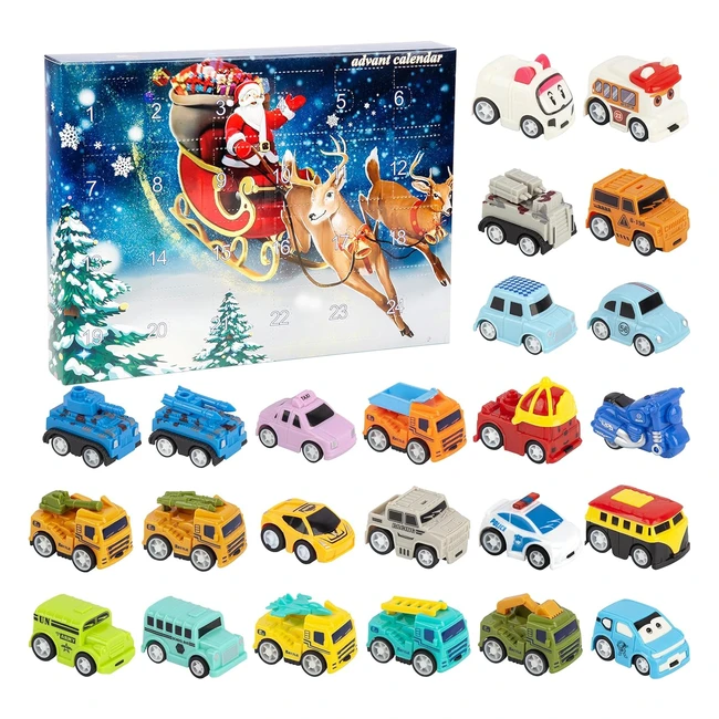 Calendrier de l'Avent 2023 pour enfants - 24 voitures de circulation aléatoires