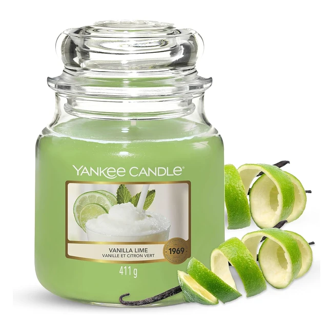 Yankee Candle Vanilla Lime Medium Jar Candle | Burn Time up to 75 Hours