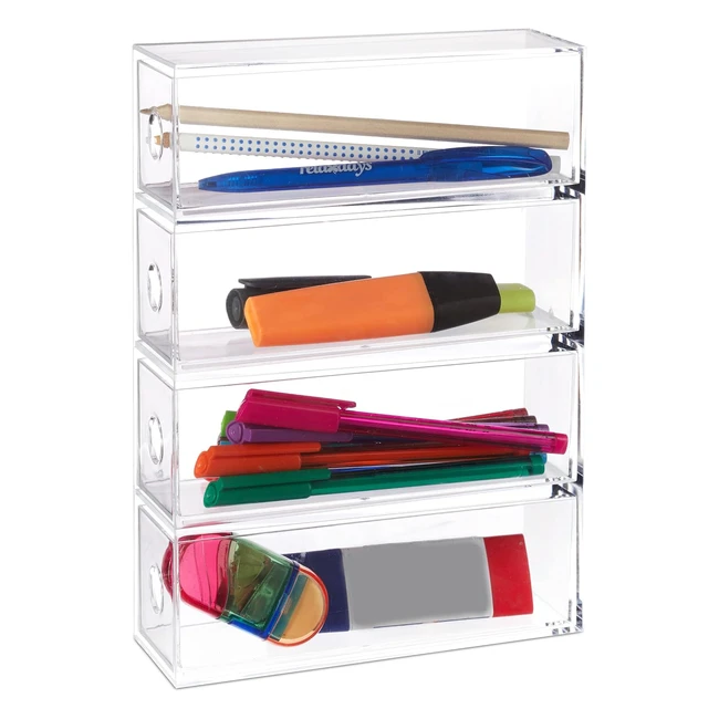 Organizador Maquillaje Acrílico 4 Cajones - Relaxdays 25x175x65 cm