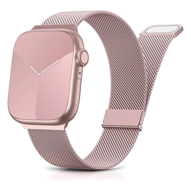 Yoohoo Adjustable Metal Strap for Apple Watch 38mm 40mm 41mm | Series 9 8 7 6 5 4 3 2 1 SE | Double Magnetic | Starlight