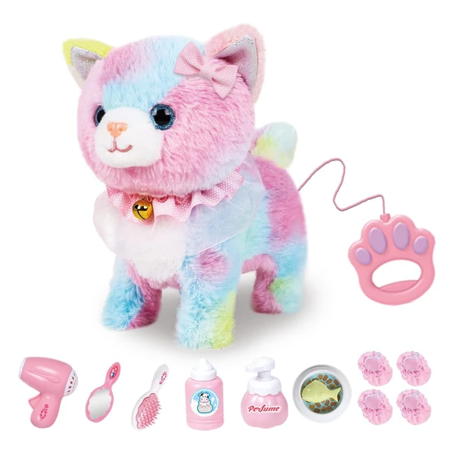 Gato de Peluche Electrónico con Control Remoto - Realista y Divertido - Incluye Accesorios
