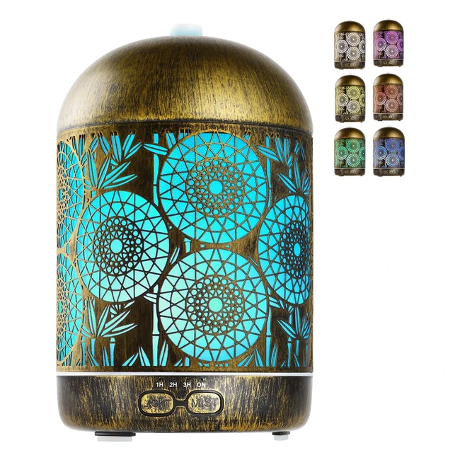 Humidificador de Aceites Esenciales 300ml - Silencioso y Perfumado - Difusor de Aroma con 7 Colores LED - Yoga y Oficina