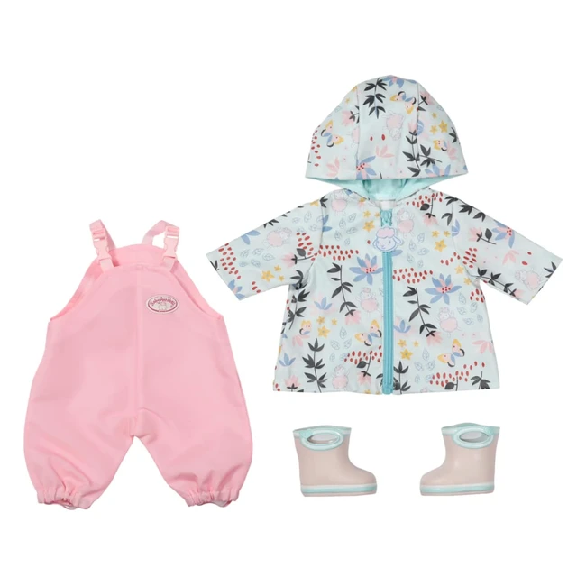 Ensemble de pluie Deluxe Baby Annabell 706718 pour poupées 43cm - Manteau, pantalon, bottes