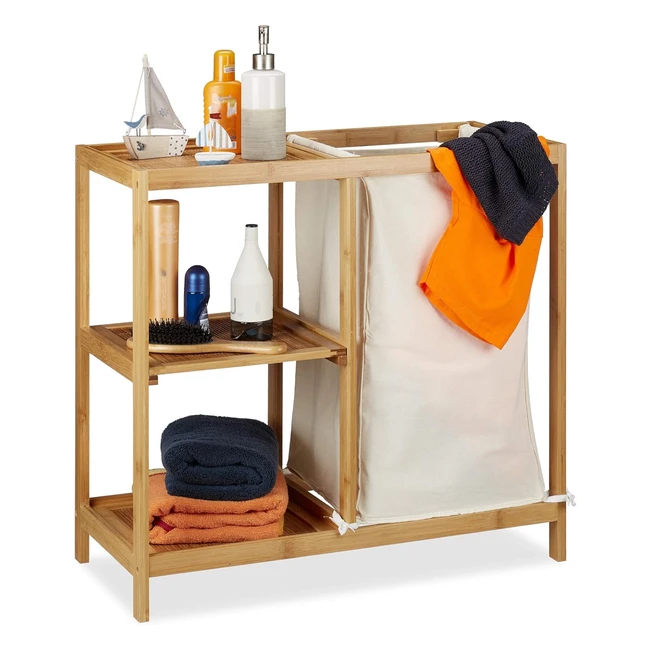 Mobiletto da bagno con portabiancheria 3 ripiani - Relaxdays - HXLXP 65x68x33 cm