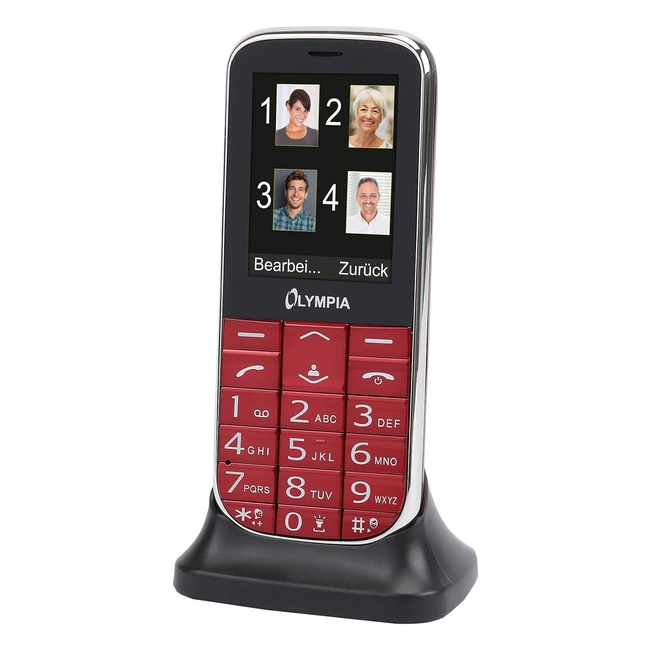 Téléphone portable Olympia 2220 Joy II pour personnes âgées - Grandes touches - Touche d'urgence - Rouge