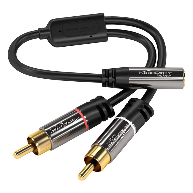 Adaptateur Kabeldirekt 02m 35 mm Femelle 2x CinchRCA Mâles Pro Series