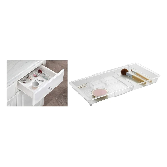 Organizer trucchi trasparente, idesign, divisorio cassetti allungabile, ideale per il bagno