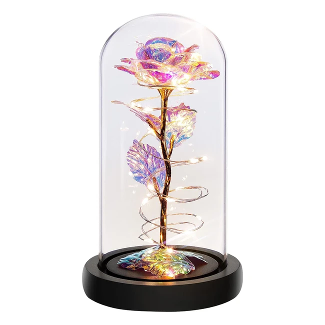 Colorful Rainbow Artificial Flower Rose Light Up Rose in a Glass Dome - Perfect Gift for Women - #GiftsForHer #ChristmasGifts #RoseGift