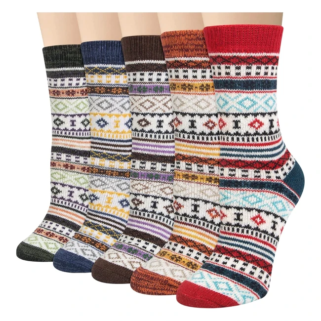 Warm  Cozy ysense Snug 5 Pairs Womens Wool Thermal Socks