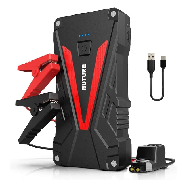 Buture Starthilfe Powerbank 1500A Spitzenstrom 13800mAh - Tragbare Auto Starthilfe für 60L Benzin und 50L Dieselmotor - LED Taschenlampe